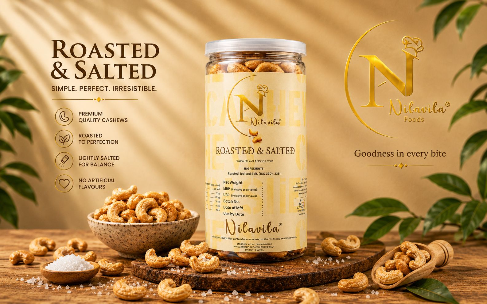 Nilavila Roasted and Salted Cashews